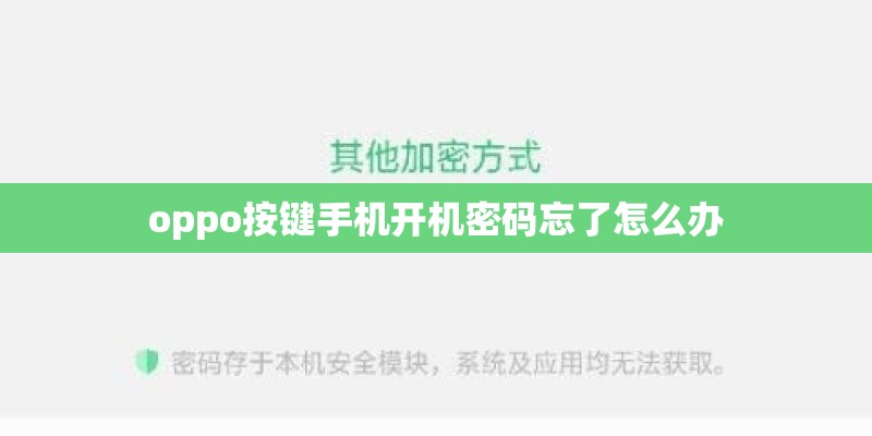 oppo按键手机开机密码忘了怎么办